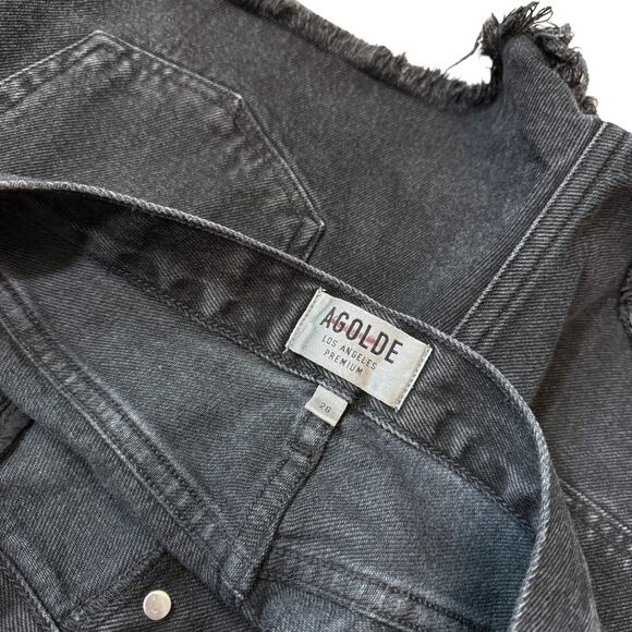 Agolde Parker Vintage Cut Off Short Tidal Black Size 26 High Waisted Summer - Picture 6 of 8